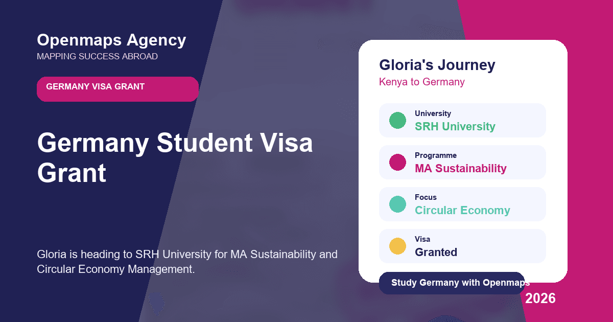 Germany Student Visa Grant: Gloria Heads to SRH University for a Sustainability Master’s